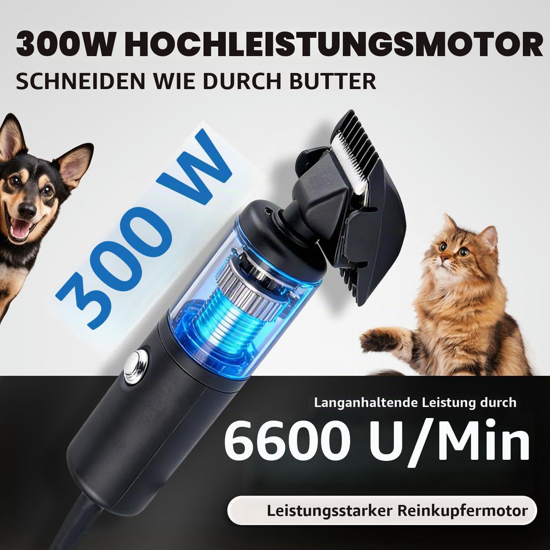 CGOLDENWALL 300W Hundeschermaschine Profi, 2000-6600U/min Stufenlose Geschw.,, Schwarz