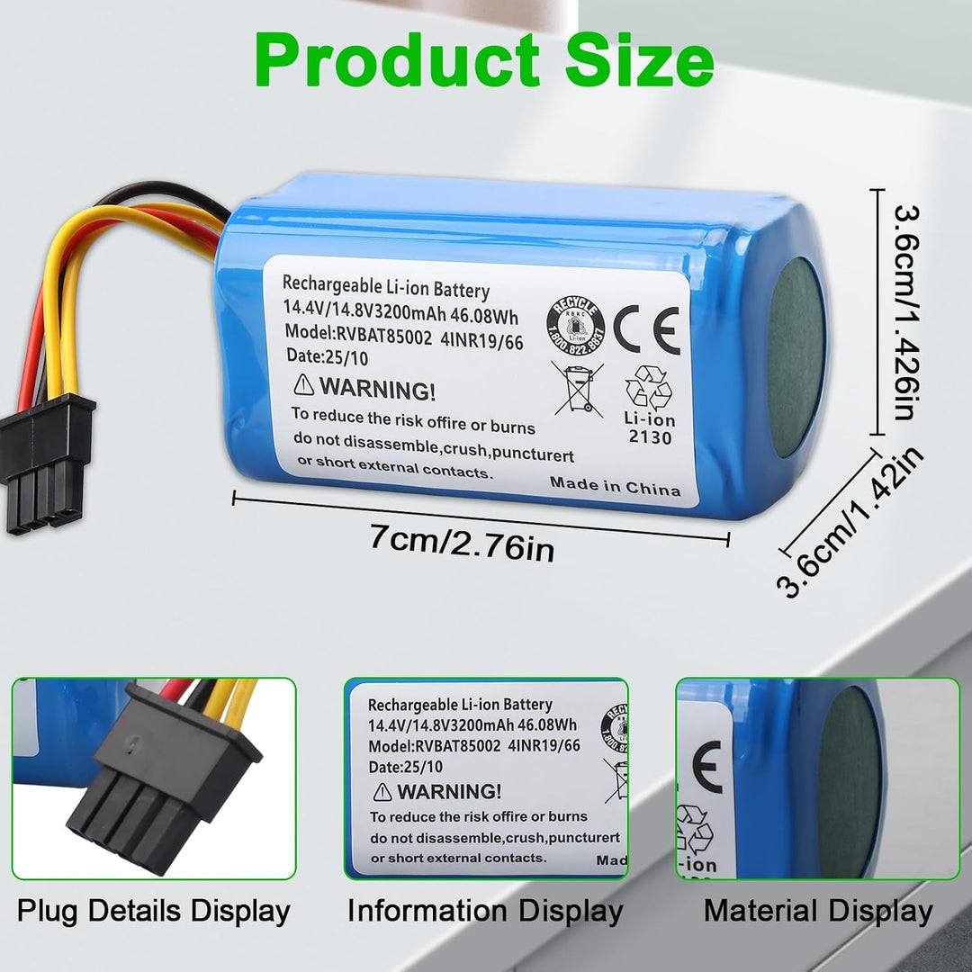 3200 mAh Ersatzakku Kompatibel mit AIRROBO P10 Roboterstaubsauger Akku für AIRROBO P10 14.4V