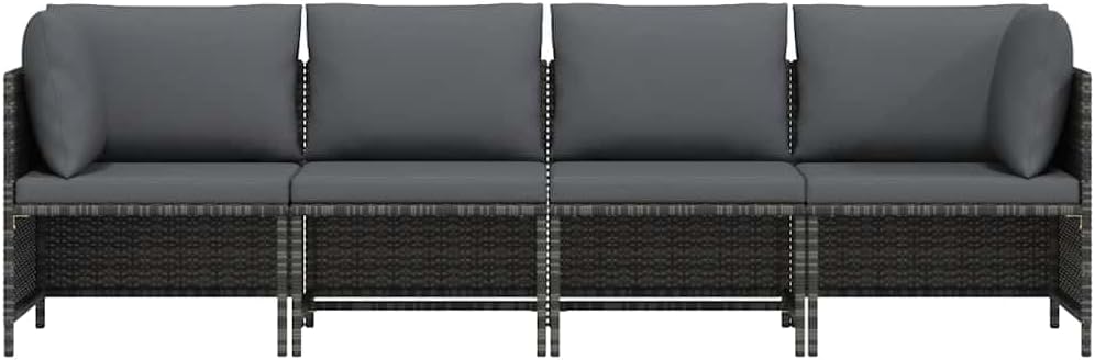 vidaXL Gartensofa 4-Sitzer mit Kissen Mittelsofa Ecksofa Sofa Lounge Gartenset Gartenmöbel Garten Ga