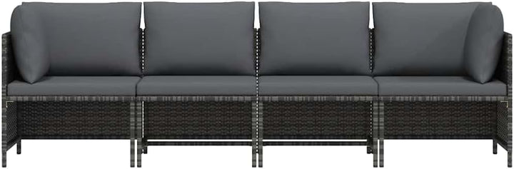 vidaXL Gartensofa 4-Sitzer mit Kissen Mittelsofa Ecksofa Sofa Lounge Gartenset Gartenmöbel Garten Ga