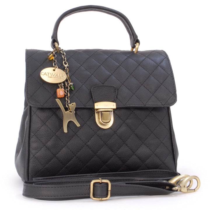 Catwalk Collection Handbags - Gesteppte Leder - Handtasche/Schultasche/Henkeltasche - Handtasche mit