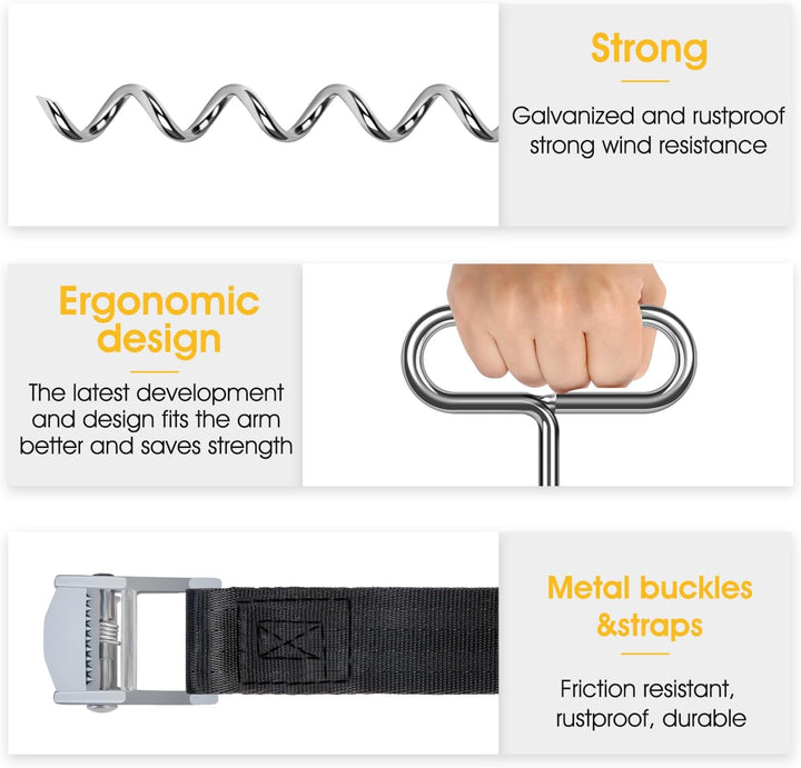 Bodenanker für Trampolin, Erdanker, 8 pcs mit Adjustable Strap, für Trampolin, Schaukel, Pavillon 8