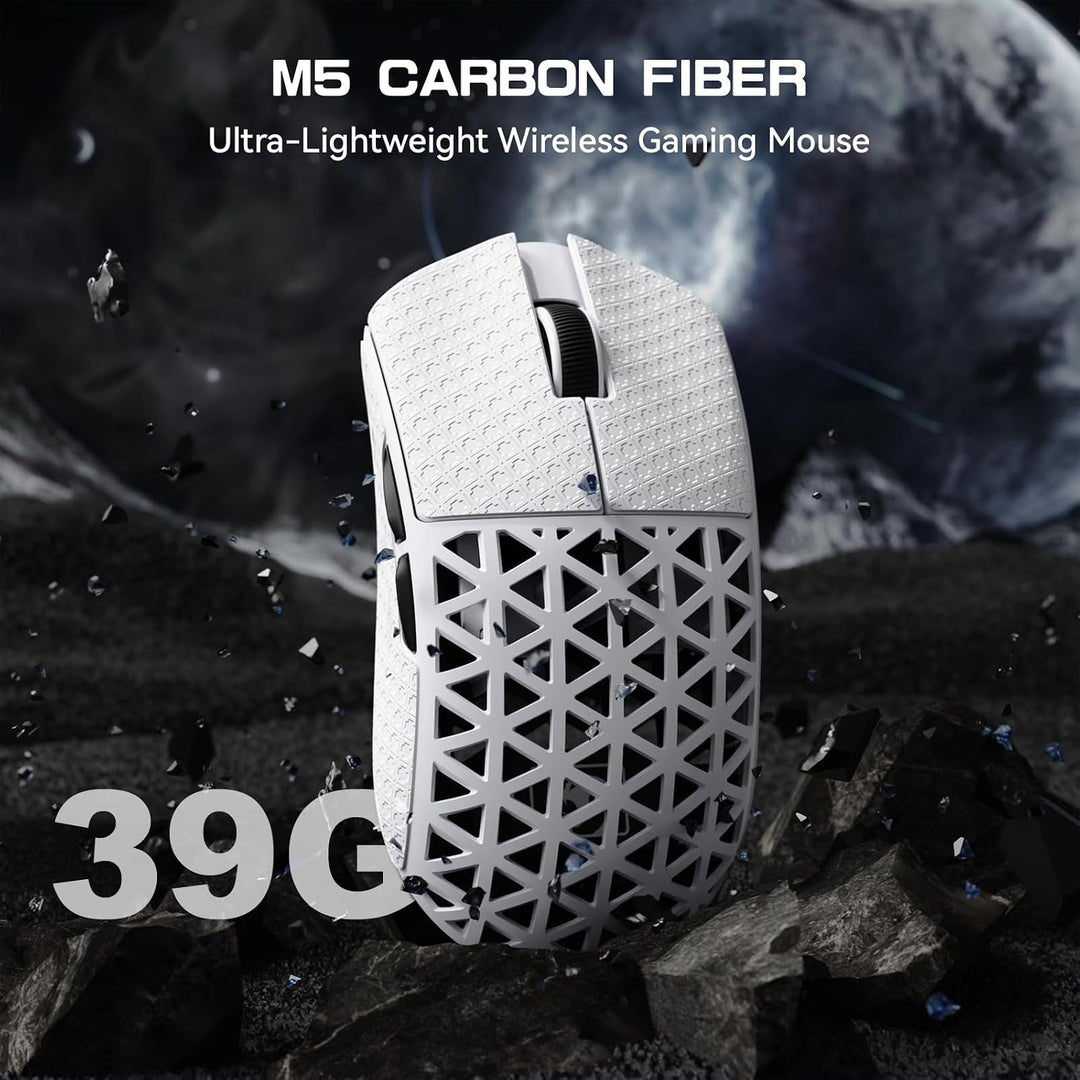 MAMBASNAKE M5 Ultra Carbon Fiber 8000Hz Kabellose Gaming-Maus mit Bis zu 42000 DPI, 39g Ultraleicht,