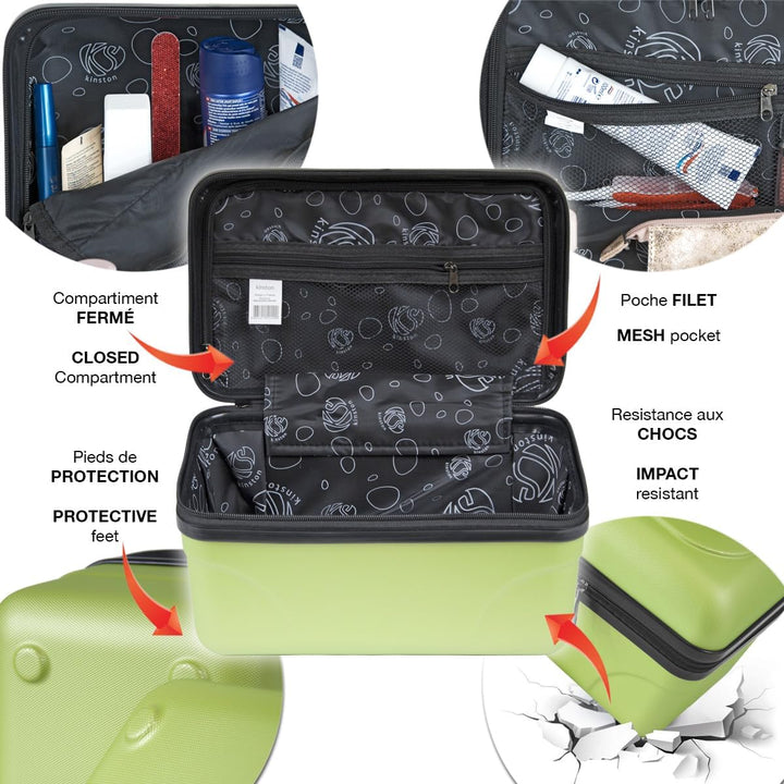 2er-Set Grosse starre Waschtisch-ABS-Schale - Kulturbeutel/Make-up-Etui 35 cm Grün, Grün