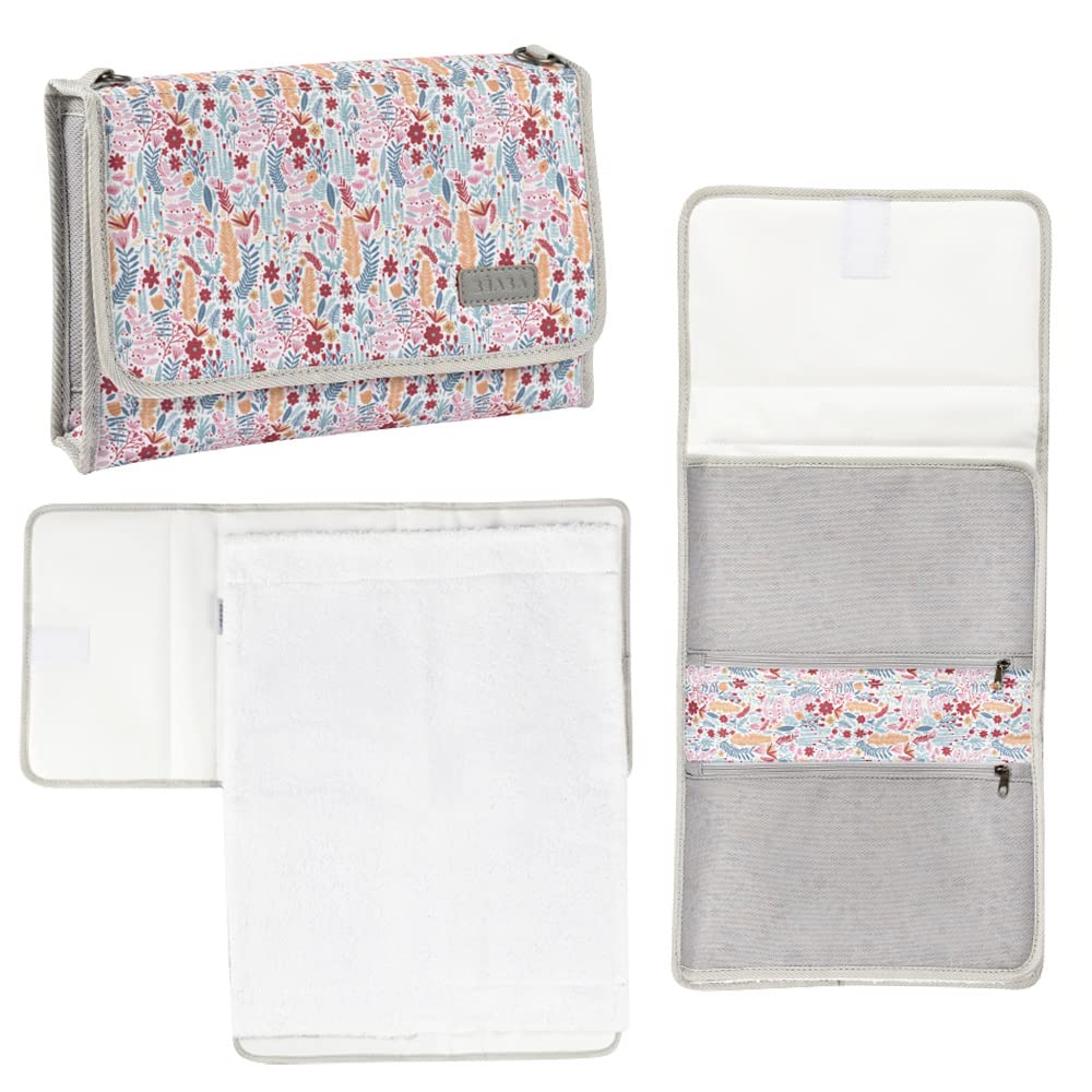 BÉABA, Baby Wickeltasche, Wickelunterlage aus 100% Baumwolle, für unterwegs, mit Fächern für Windeln