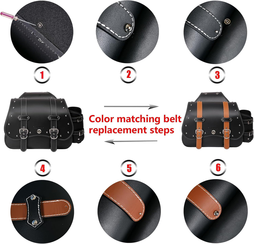 Hochdichtes Leder-Motorrad-Saddebags,Überwurftaschen, Gepäckträger,Seitentaschen mit Getränkehalter,