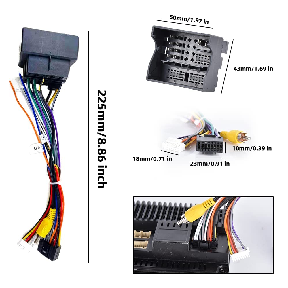 Podofo 52 Pin ISO-Adapterkabel ISO-Konverter Autoradio Radioadapter für VW/Golf/Passat Tiguan/Polo/T