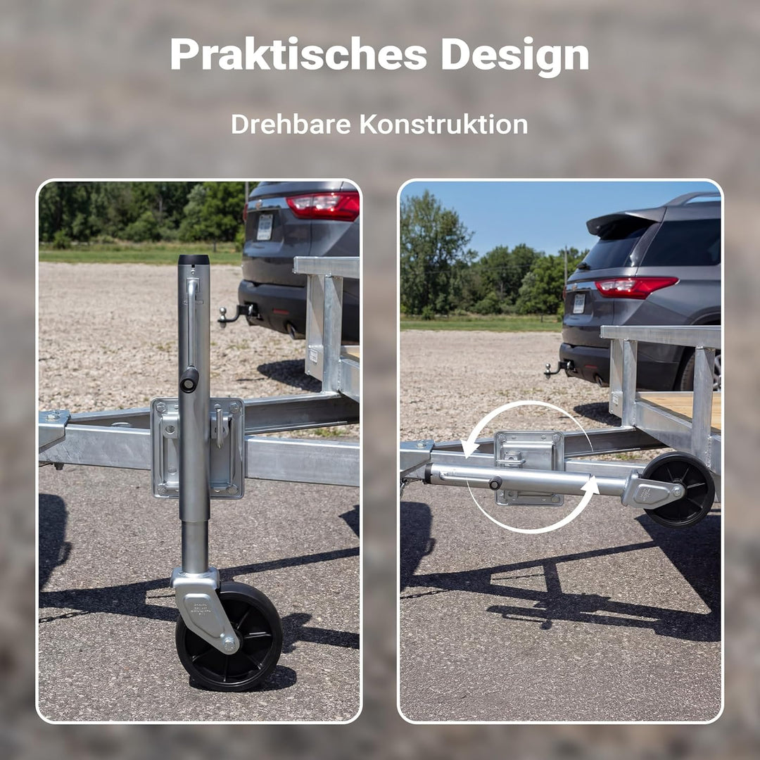 Wiltec Anhänger Stützrad bis 450 kg mit 254 mm Hubhöhe, Anhängerstütze aus verzinktem Stahl, bis 450