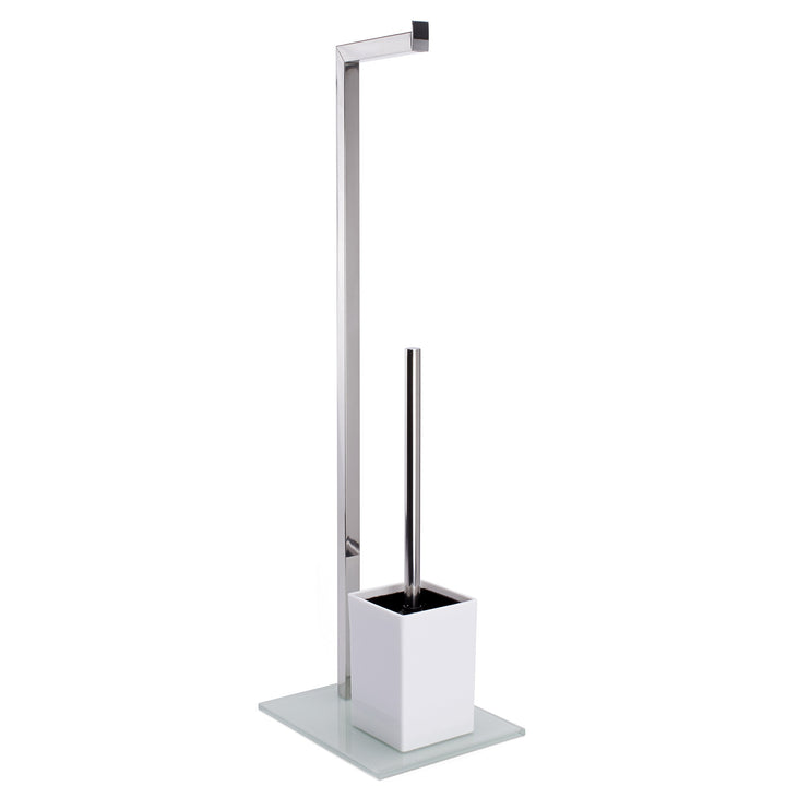 MSV Bad Serie Sydney Stand WC Garnitur aus Edelstahl und Glas mit herausnehmbaren Innenbehälter für