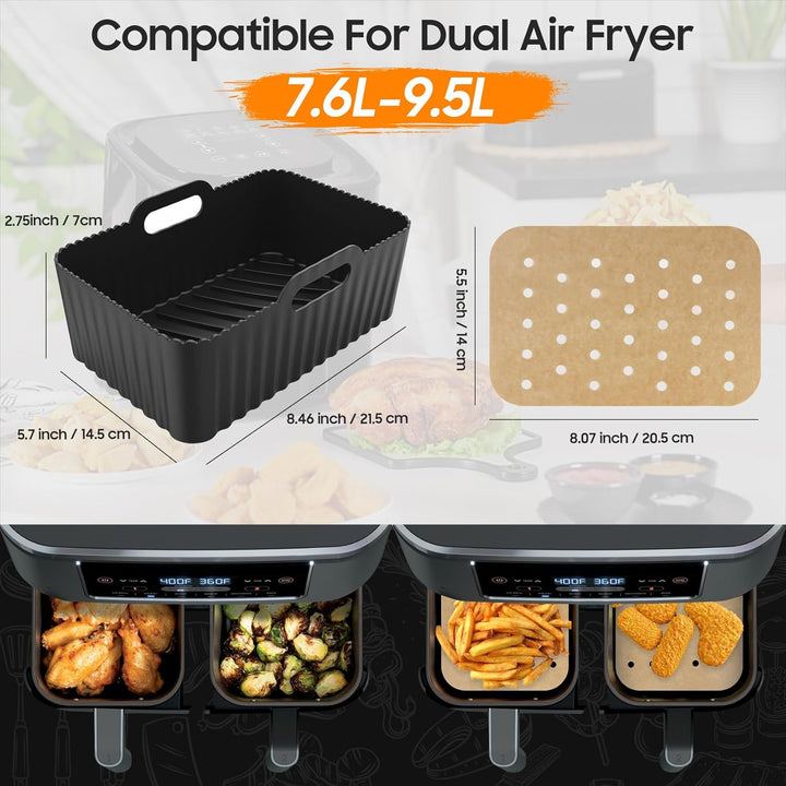 20 Stück Heissluftfritteuse Zubehör | Airfryer Zubehör für Ninja Dual AF400EU & AF300EU & Tower T170