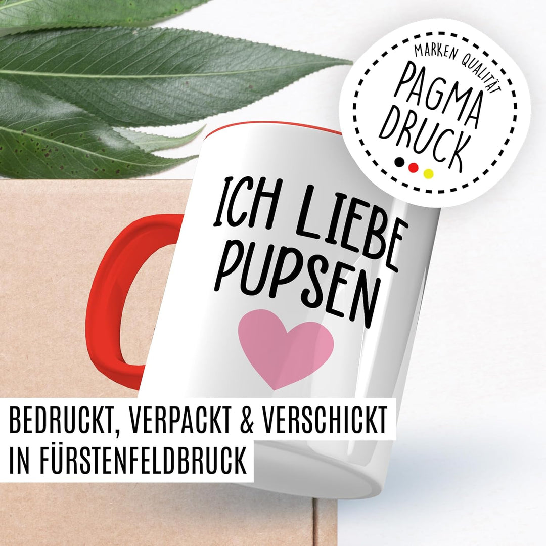 Tasse Lustig Geschenk ich liebe pupsen – Kaffeetasse 330ml aus Keramik – Witz Humor Spruch Büro Witz