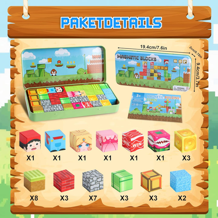 Ulikey Magnetische Bausteine, Reisespielzeug Magnetic Blocks, Magnetbausteine Kinder Tragbare, STEM