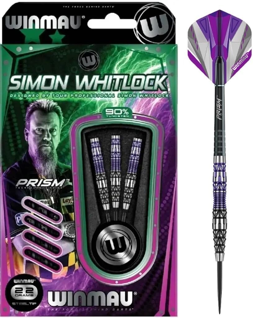 WINMAU Simon Whitlock Sonderedition 22g Profi Wolfram Steeltip Dartpfeile Set mit Flights und Schäft