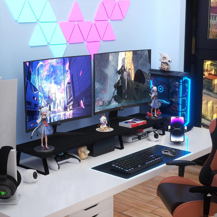 Aothia Grosser Monitorständer mit Schublade,Wooden Dual Monitor Stand Riser,Bildschirmerhöhung,für L
