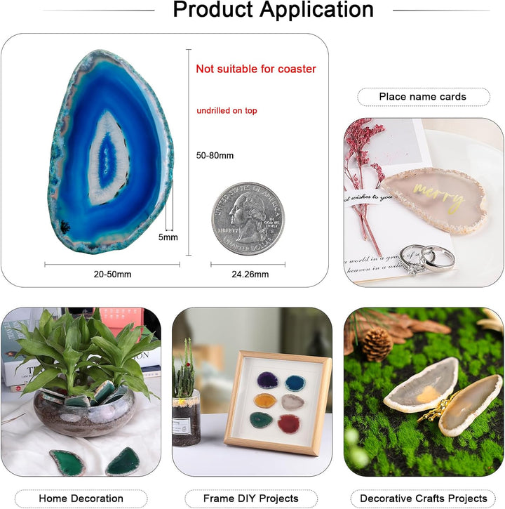 mookaitedecor 12 Stück Natürliche Geode Achat Scheiben, unregelmässige poliert Achat Edelsteine Name