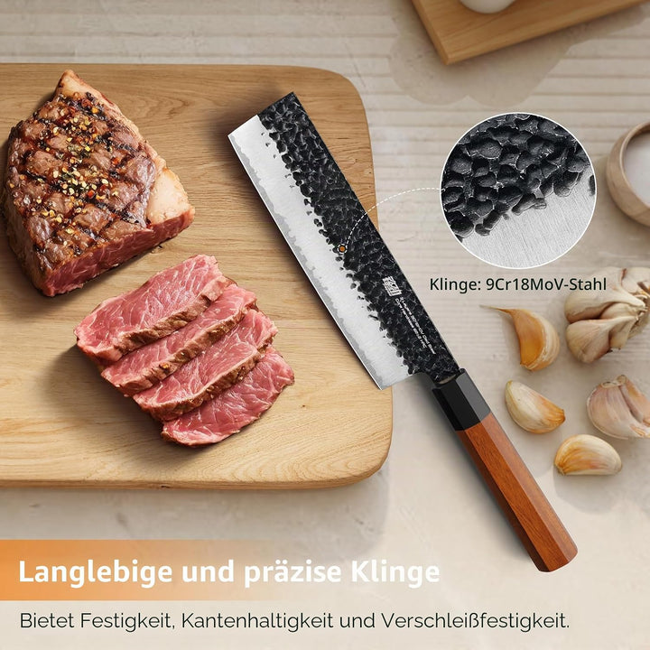 FINDKING Dynasty Serie Japanisches Nakiri-Messer, Profi-Gemüseschneider, Klinge aus 9Cr18MoV-Stahl m