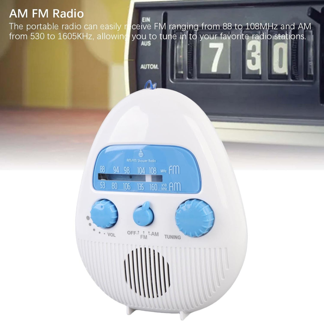 Zerodis AM FM Duschradio, Batteriebetriebene Hänge -Badezimmer -Radio mit Eingebauter Lautsprecher f