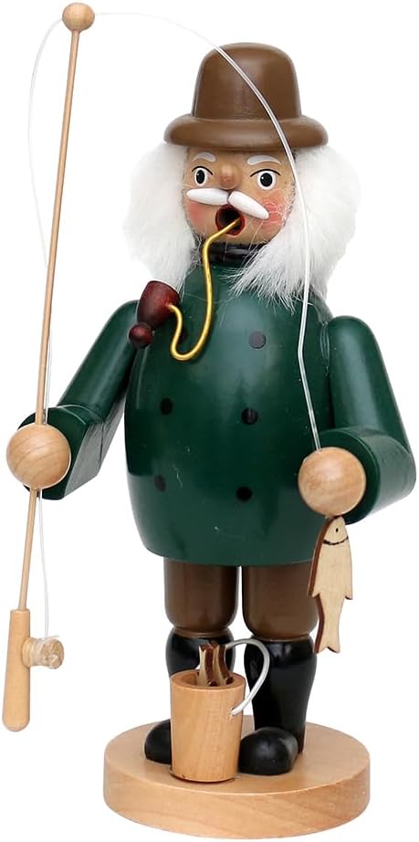 Dekohelden24 Holz Räuchermann als Angler, L/B/H 11,5 x 11 x 20 cm, Angler