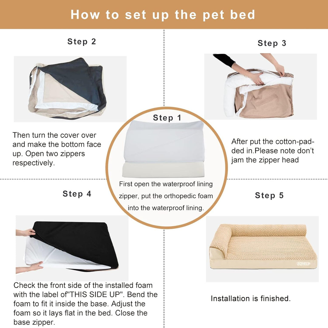 JOYELF Orthopädisches Hundebett für mittelgrosse Hunde, U-förmiges Schaumstoffsofa mit abnehmbarem,