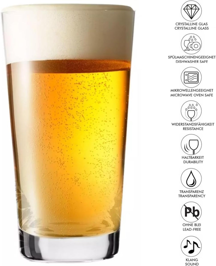 KIAPPO Biergläser Set 590 ml - 12 Stück Gläser Set - Lagerglas - Weizengläser - Kristallgläser - Ges