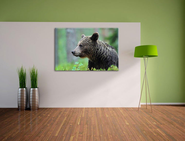 Pixxprint Kleiner Bär Format: 100x70 auf Leinwand, XXL riesige Bilder fertig gerahmt mit Keilrahmen,