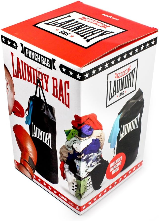 SUCK UK - WÄSCHEKORB | PUNCHING BAG| WASCHBEHÄLTER | GESCHENK | WÄSCHESACK| BOXSACK Schwarz, Schwarz