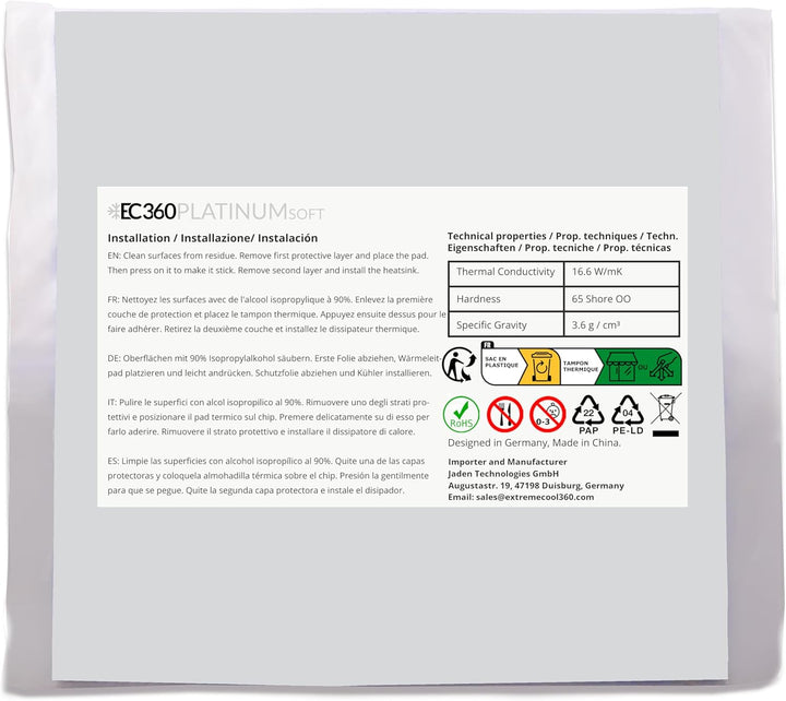 EC360® Platinum Soft 16,6W/mK Wärmeleitpad (100 x 100 x 0,5 mm, Soft), 100 x 100 x 0,5 mm, Soft