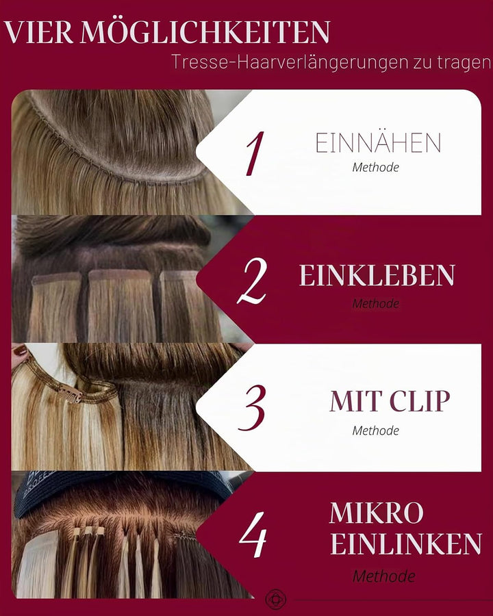 Moresoo Echthaar Tressen zum Einnähen Blond Remy Weaving Extensions Echthaar Tressen zum Einnähen Se
