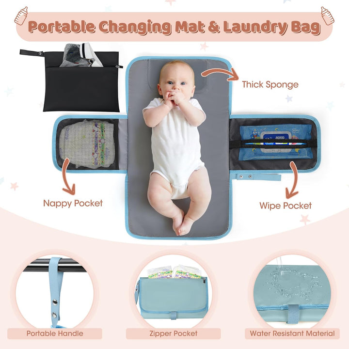 RAINSMORE Baby Wickelrucksack Gross Wickeltasche Rucksack mit Kinderwagengurten und Wickelunterlage