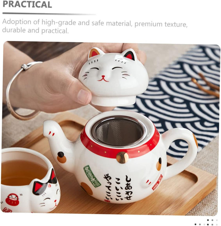 Keramik Lucky Cat Teekanne Mit Tragbares Chinesisches Tee Hochwertigem Material Kreatives Maneki Mot