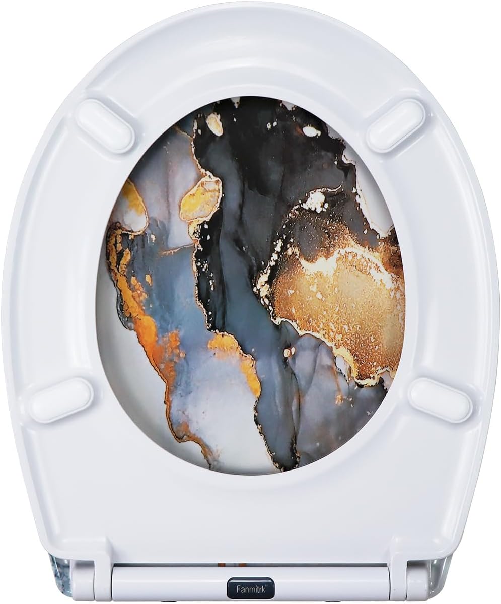 WC Sitz mit Absenkautomatik, Toilettendeckel mit Motiv, Klodeckel aus Duroplast, Klobrille mit Quick