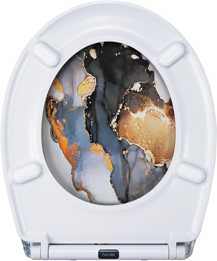 WC Sitz mit Absenkautomatik, Toilettendeckel mit Motiv, Klodeckel aus Duroplast, Klobrille mit Quick