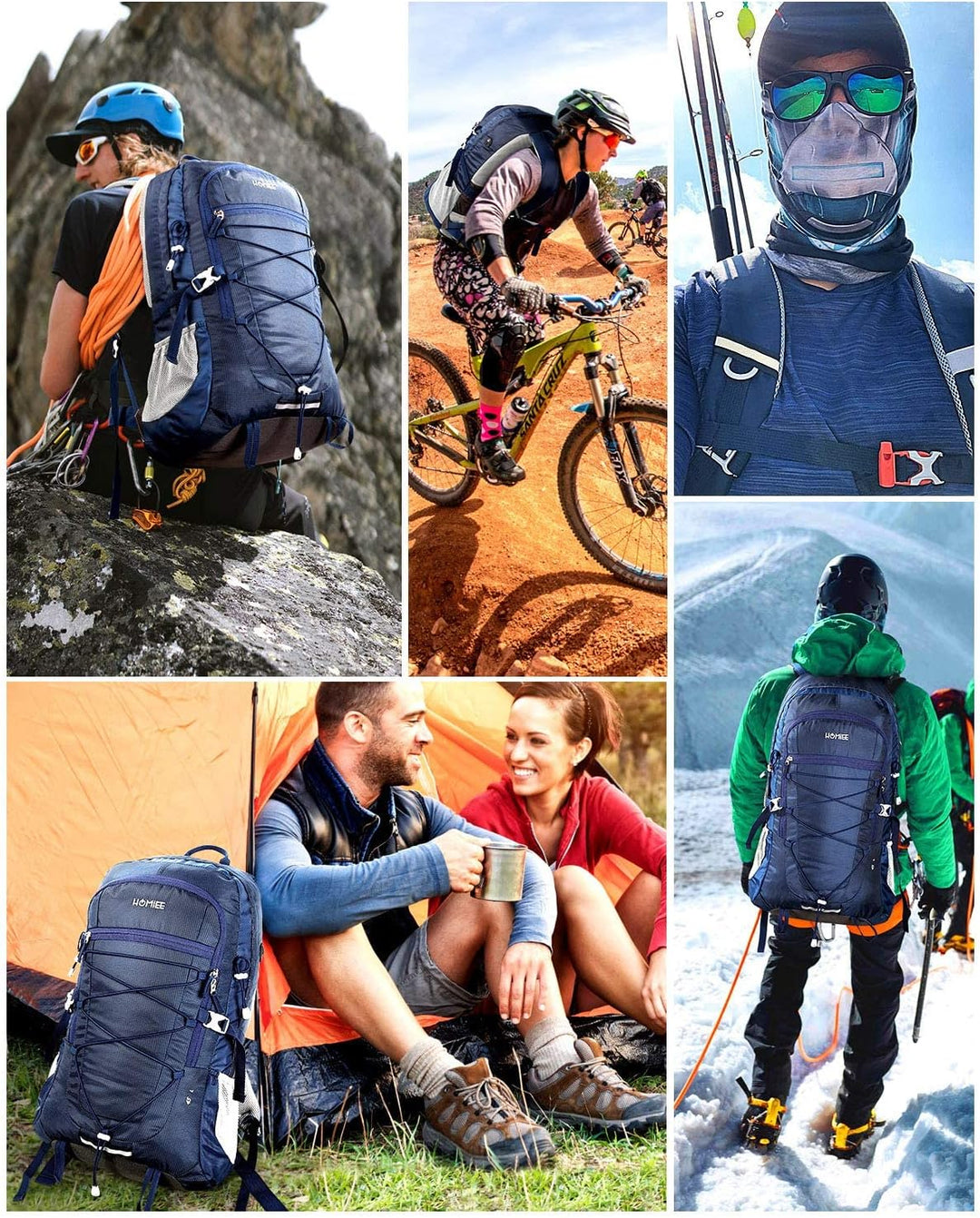 HOMIEE Wanderrucksack 45L, Herren Damen Wasserdichter Rucksack Trekkingrucksack Reiserucksack, Outdo