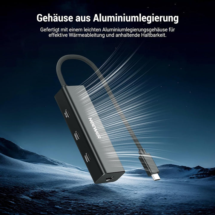 NEEWER USB C Hub Dock mit Cold Shoe Mount, 4 in 1 USB 3.1 Gen2 Extender Multiport Adapter Dongle, 10