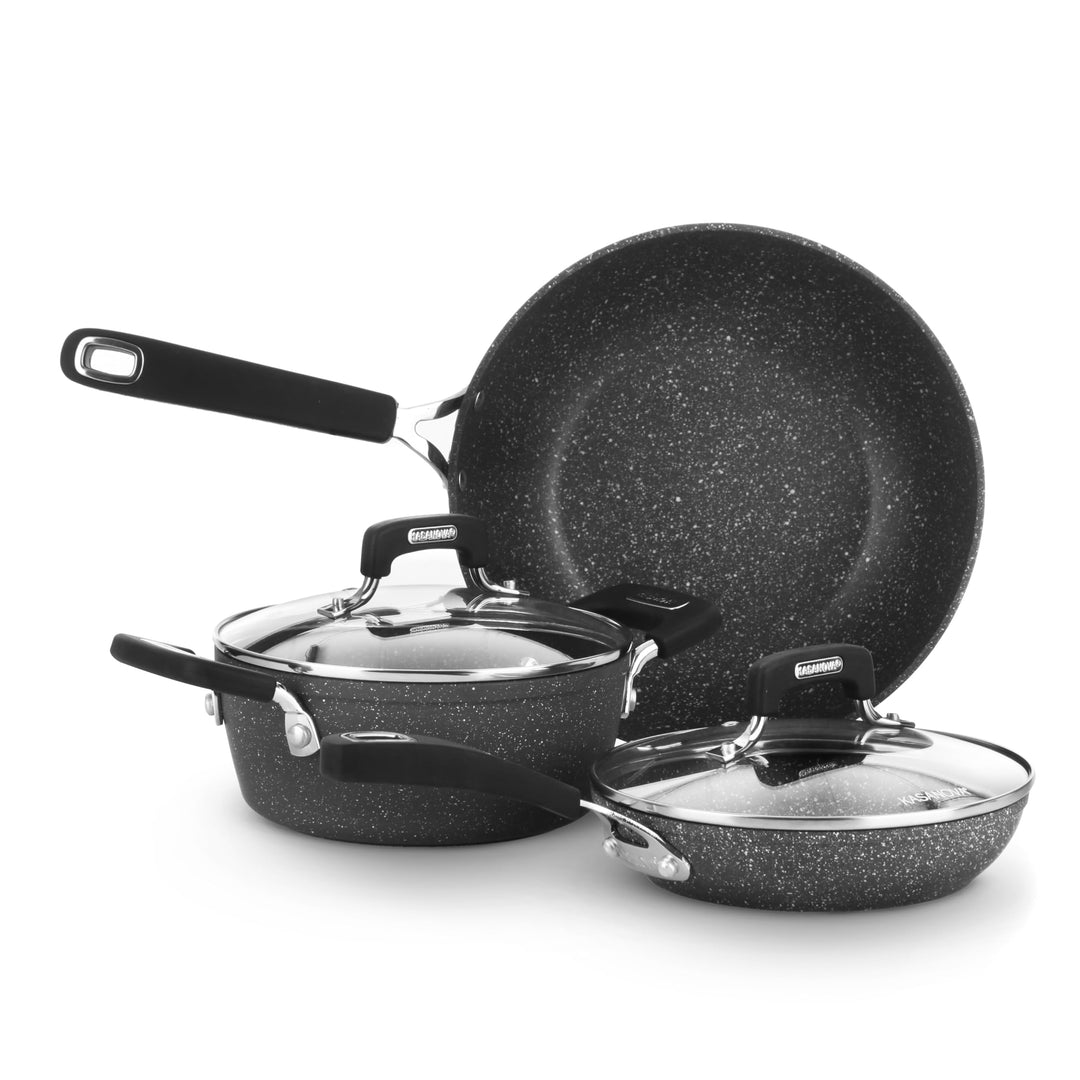 KASANOVA New Petra Dark Topf-Set – Töpfe und Pfannen für Induktion und Backofen bis 180°C, Antihaft-