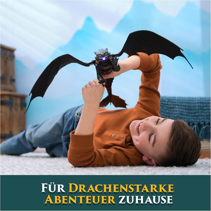 Dreamworks Dragons – Plasma Blast Ohnezahn, 51cm lange Drachenfigur mit Licht- und Soundeffekten, Sp