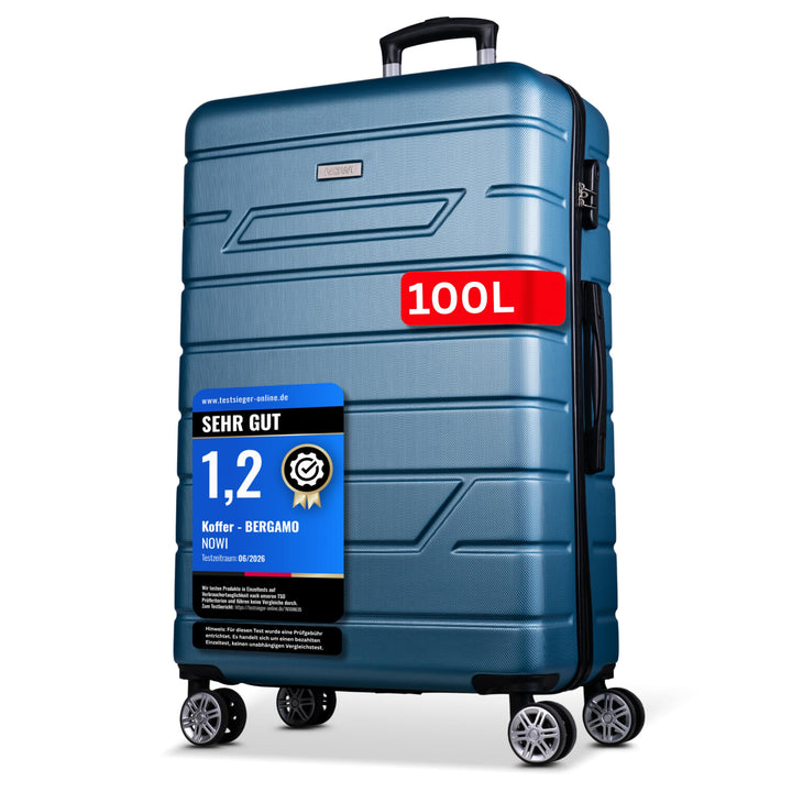NOWI Hartschalenkoffer XL Gross - 100L Volumen - 158cm Gurtmass - 8 Rollen 360° drehbar - Leichter K