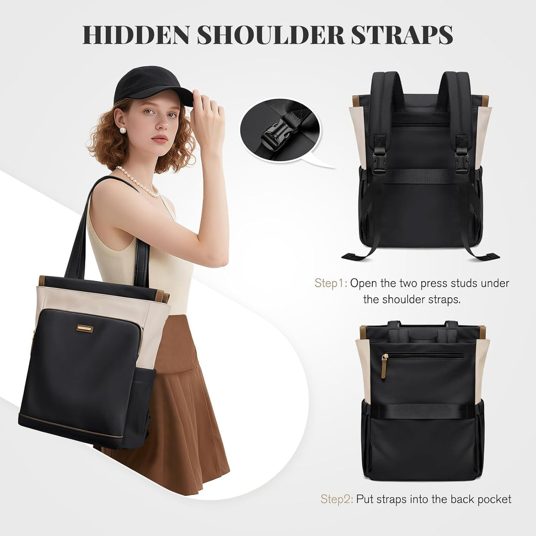 GOLF SUPAGS Convertible Laptop-Rucksack für Frauen Casual Daypack Notebook Tote Bag für Arbeit Hochs