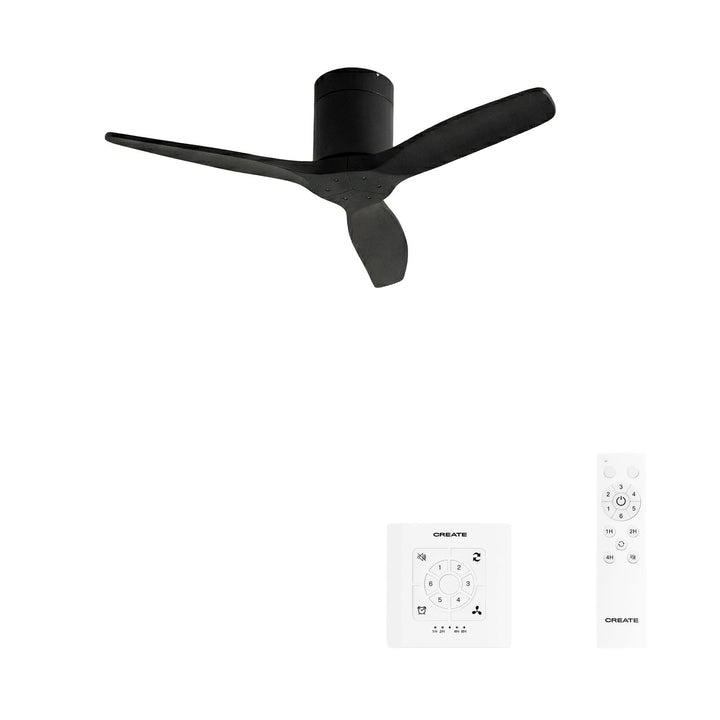 CREATE / WINDCALM NATURAL WOOD S/Deckenventilator Schwarz mit Fernbedienung und Wandschalter / 40W,