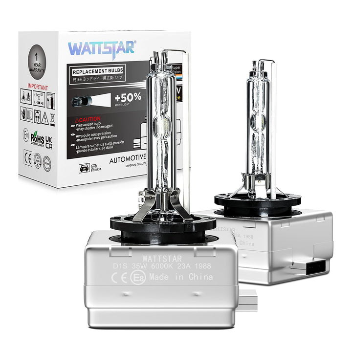 Wattstar D1S 6000K, Xenonlampe Ersatzlampe, HID D1S Xenonlampe, 35W HID Scheinwerferlampe, IP68 wass