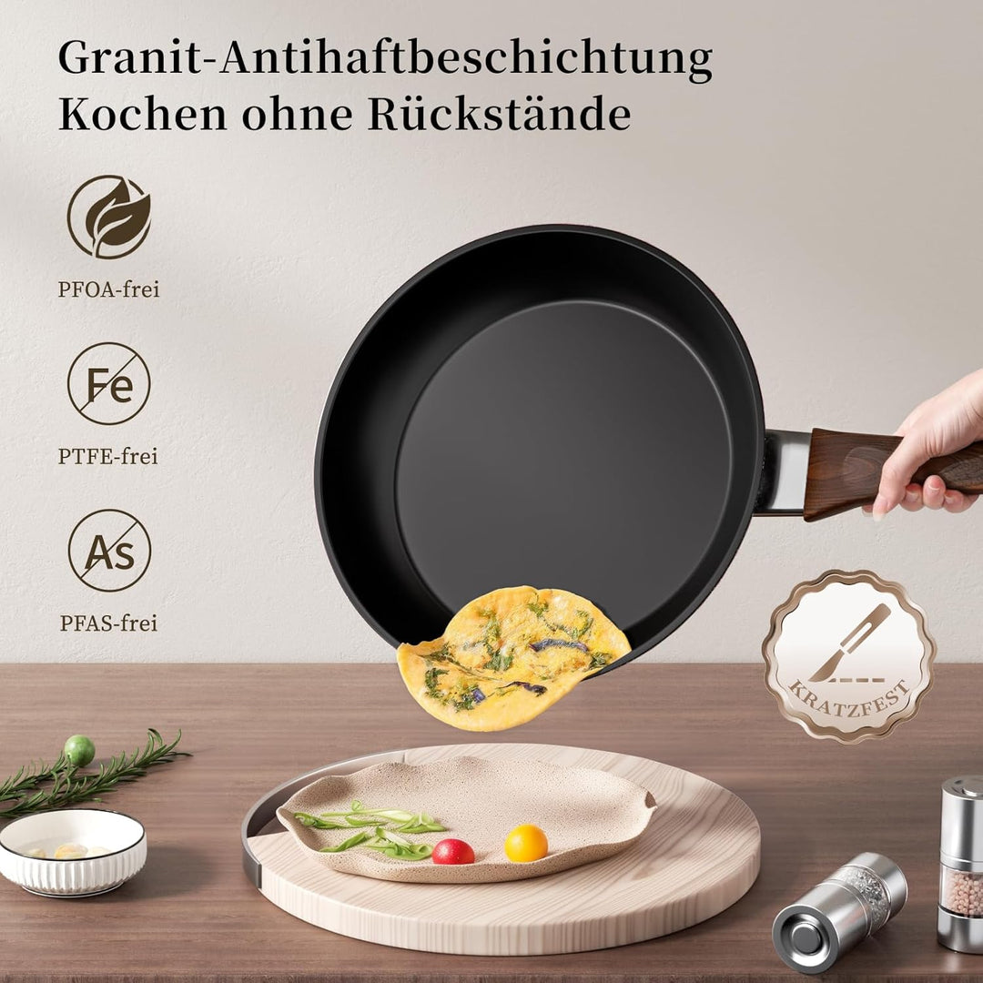 Innerwell Antihaft Bratpfanne 24 cm, Pfanne Induktion mit Keramik Antihaftbeschichtung in Profiquali