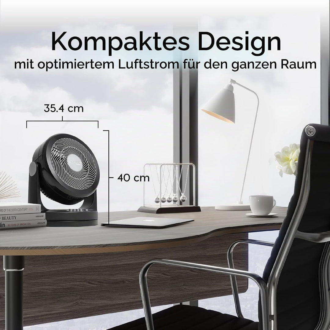 Woozoo, Leiser, leistungsstarker &amp; tragbarer Tischventilator, 33m², Reichweite 13m, Oszillation, Ver