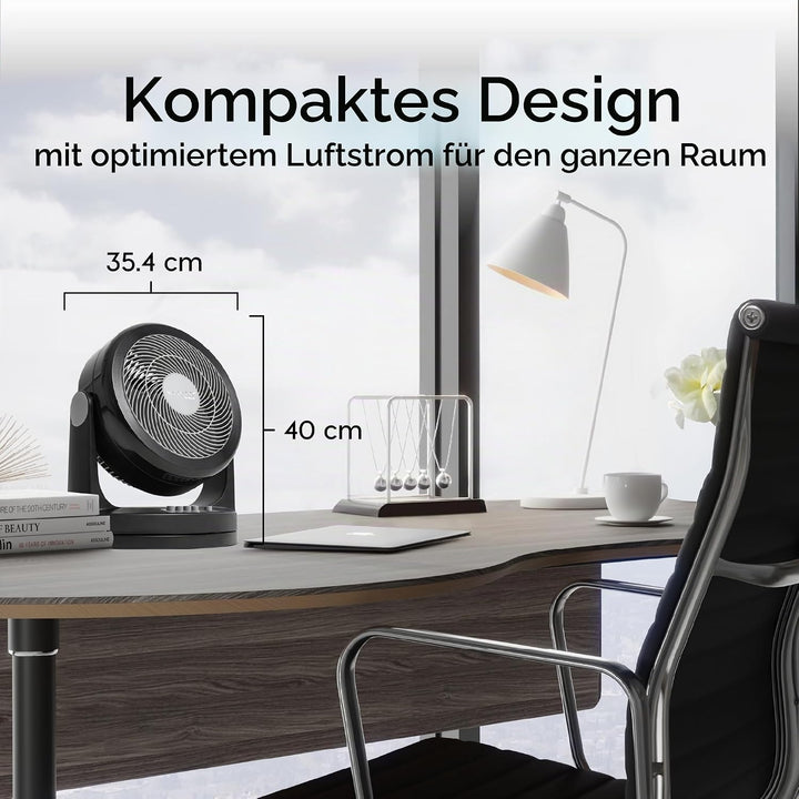 Woozoo, Leiser, leistungsstarker &amp; tragbarer Tischventilator, 33m², Reichweite 13m, Oszillation, Ver