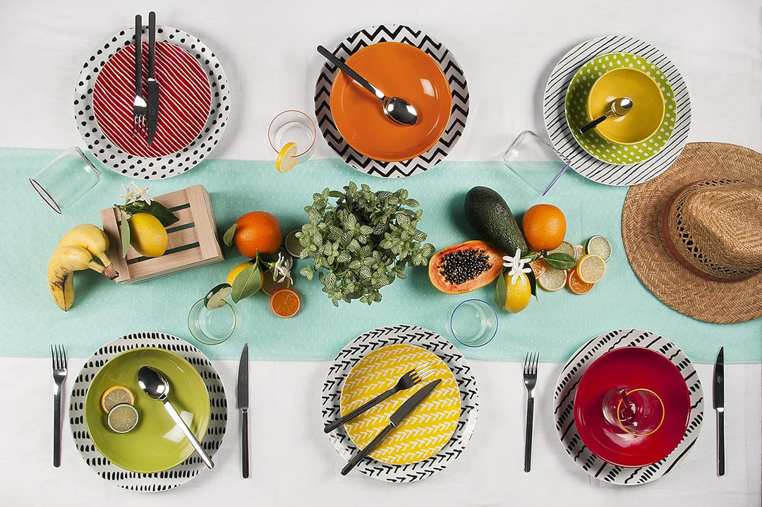 Excelsa 62495 Crazy Line Tafelservice, 18-teilig, Porcelain, mehrfarbig 18 Stk Einzeln, Einzeln