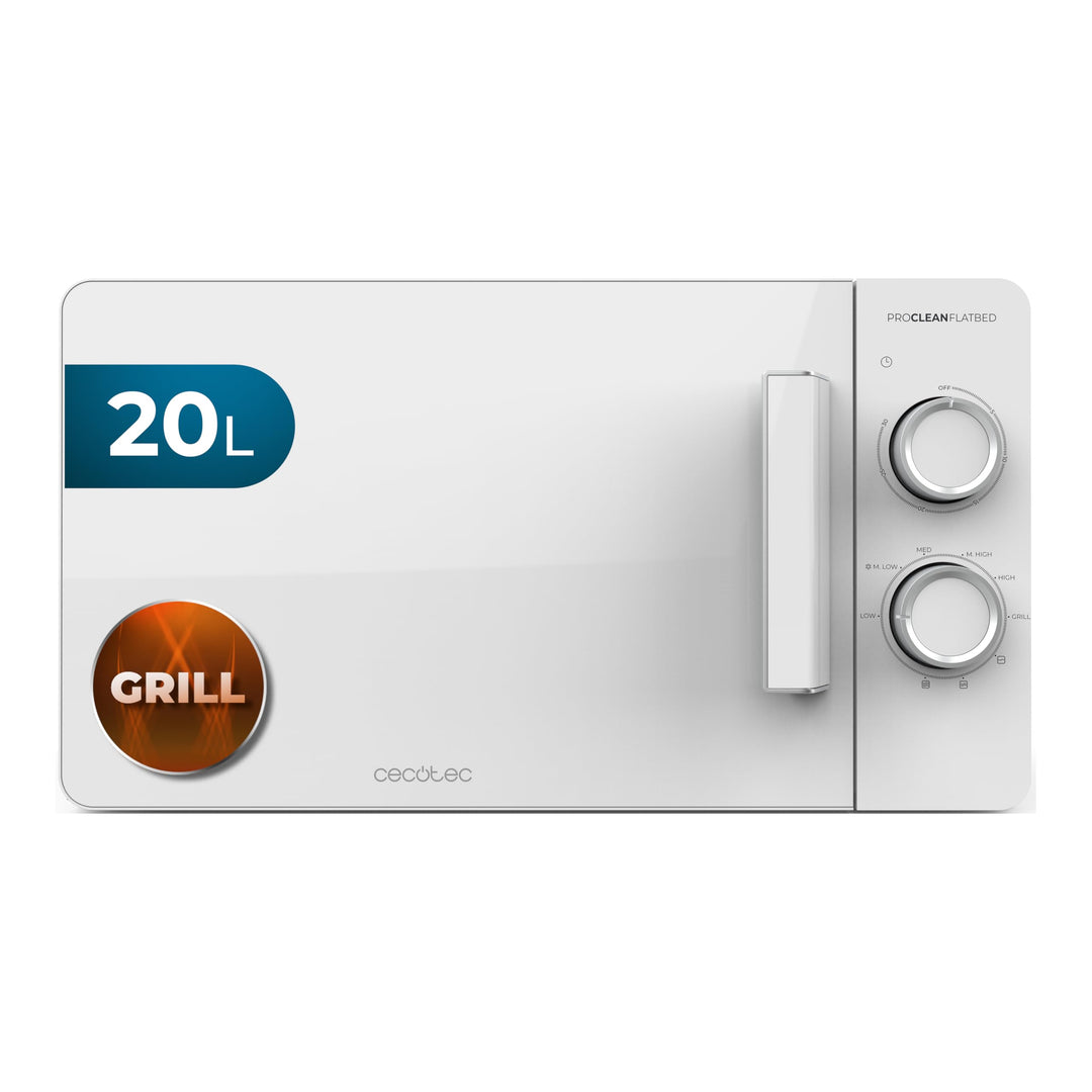 Cecotec Mikrowelle mit Grill Proclean 3120 Flatbed. Kapazität 20 l, 700 W, 6 Stufen, Grill 800 W, Fu