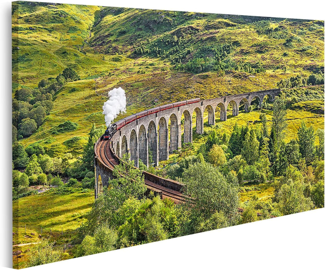islandburner Bild auf Leinwand Glenfinnan Eisenbahn Viadukt Schottland Dampf Zug Jacobite Bilder Wan