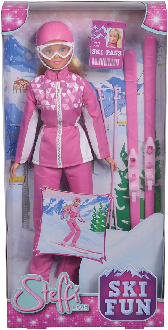 Smoby - Steffi Love Ski – Puppe Mannequin 29 cm – Paar Ski + Helm und Brille – 105733462 Rosa