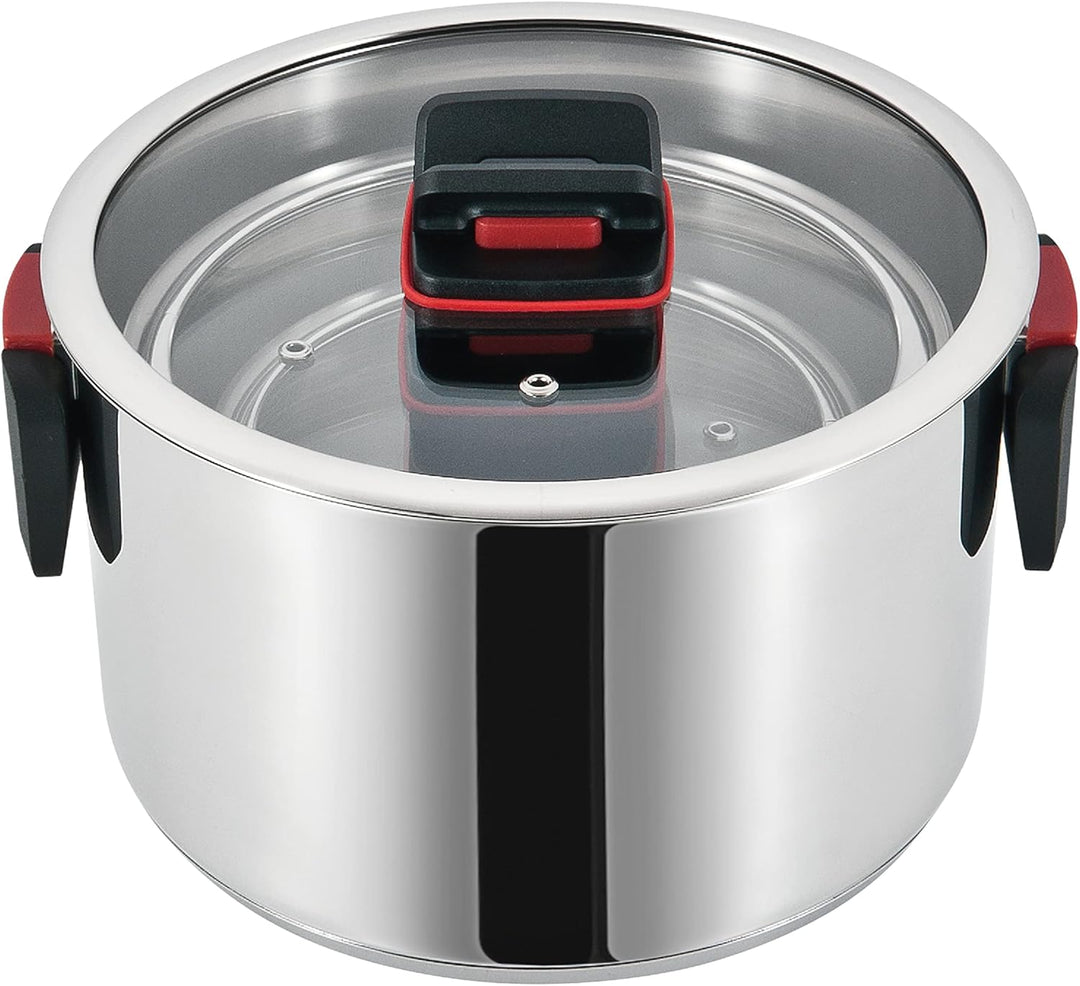 Linnuo Sma-Line 3tlg Topfset Induktion Kochtopf Set Edelstahl Töpfe mit Glasdeckel mit klappbaren Ku