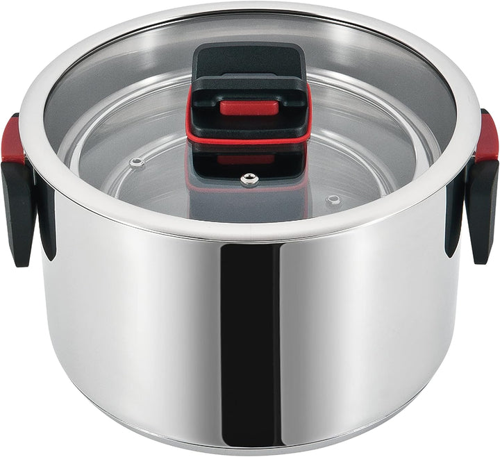 Linnuo Sma-Line 3tlg Topfset Induktion Kochtopf Set Edelstahl Töpfe mit Glasdeckel mit klappbaren Ku