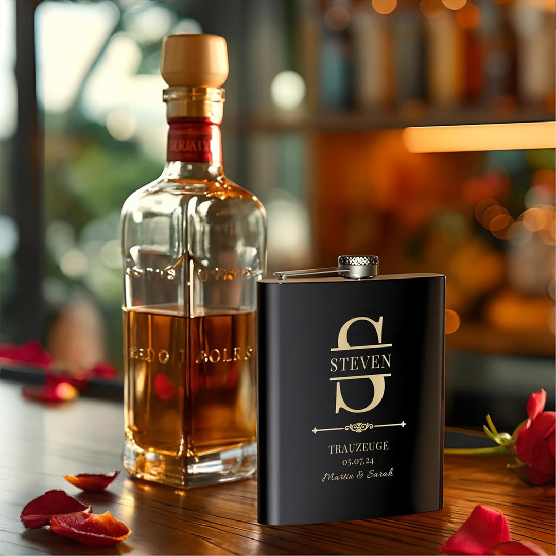 Flachmann Mit Gravur, 8 Stück Flachmänner Personalisiert 227ml/8oz für Trauzeugen Geschenke, Gravier